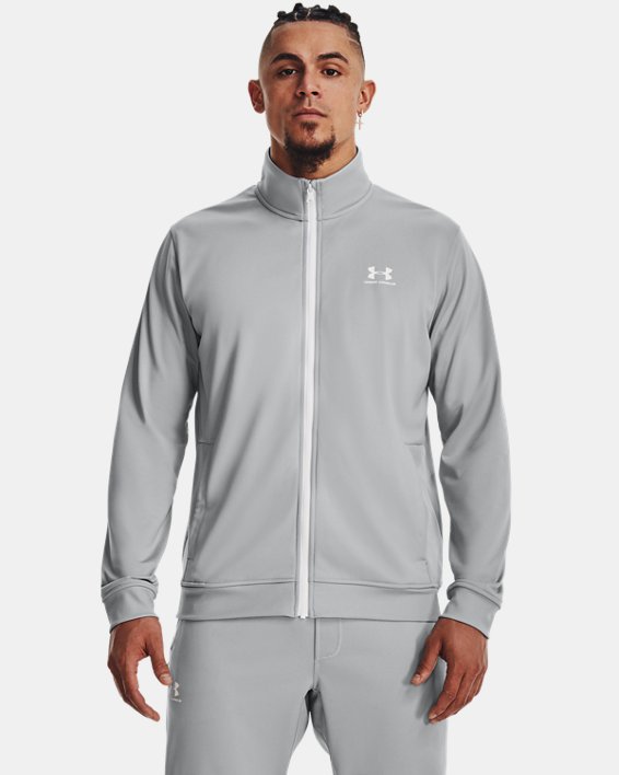 Men's UA Sportstyle Tricot Jacket in Gray image number 0